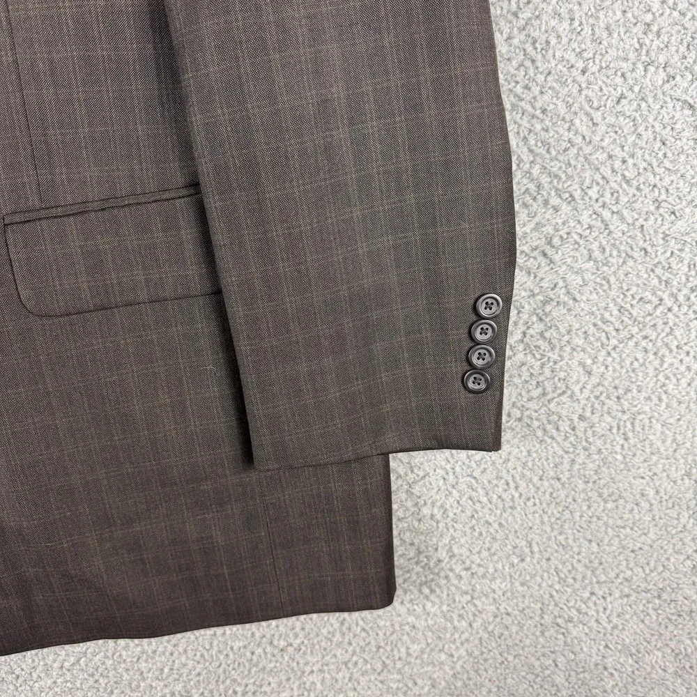 Stafford Blazer Mens 40 Regular Brown Wool Silk Windowpane Two Button Sport Coat